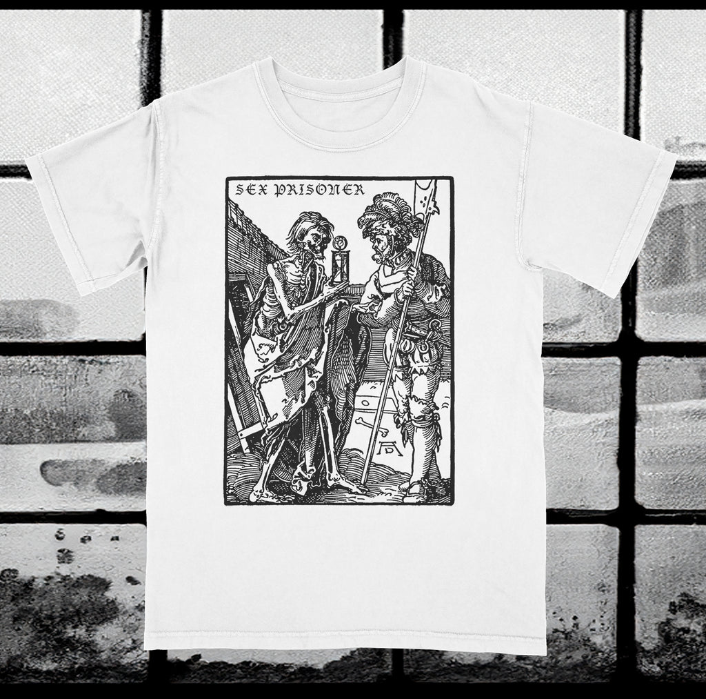 SEX PRISONER 'Woodcut' T-Shirt (White) GILDAN***PRE ORDER***