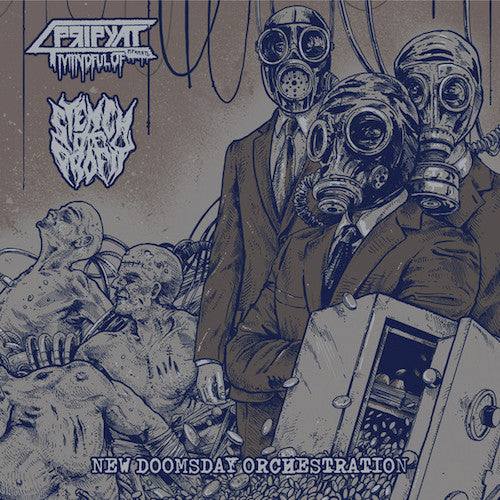 Mindful Of Pripyat / Stench Of Profit – New Doomsday Orchestration LP (Splatter Bomb Black & Milky White Vinyl) - Grindpromotion Records