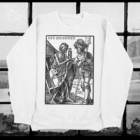 SEX PRISONER 'Woodcut' Crewneck (White)***PRE ORDER***