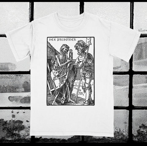 SEX PRISONER 'Woodcut' T-Shirt (White) GILDAN***PRE ORDER***